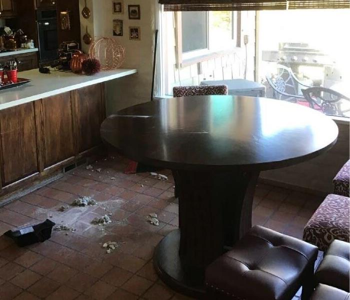 Dining room affected by a wildfire storm in Malibu! 